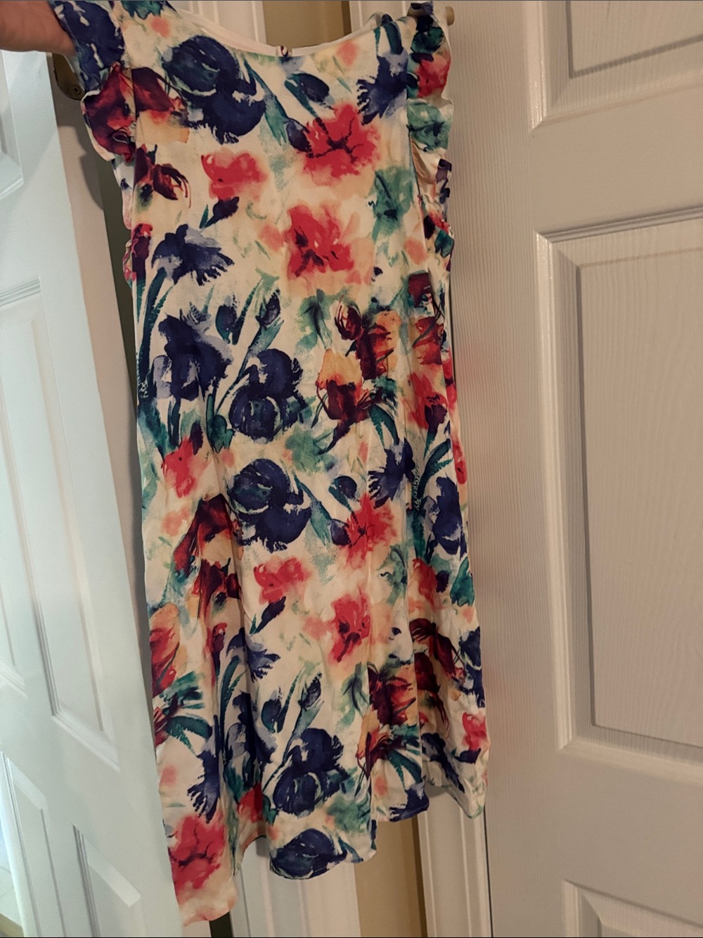 ANDREE BY UNIT White Floral Mini Dress with Blue, Pink & Teal Blooms